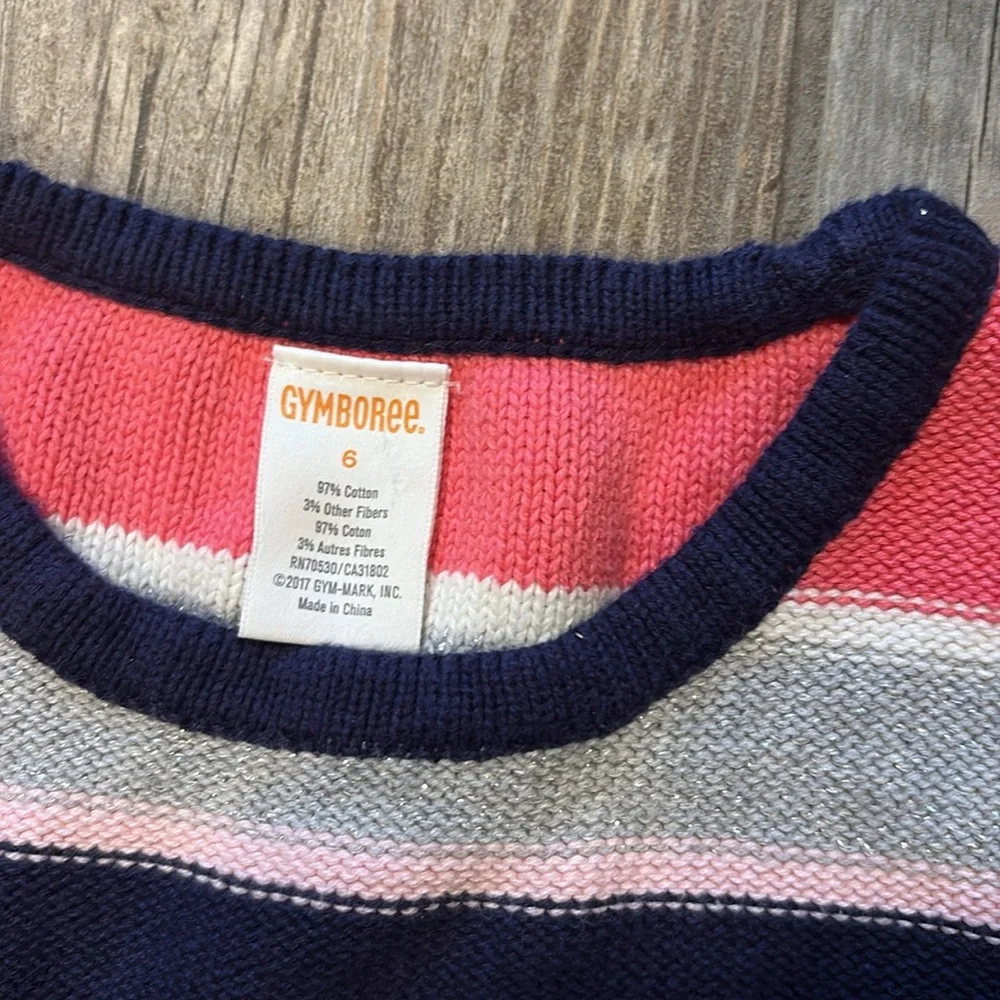 Gymboree Pink and Navy Striped sweater Dress size 6